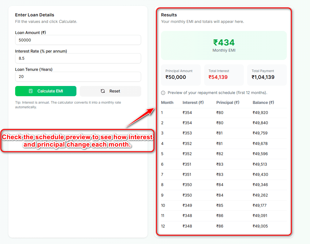 EMI Calculator – Step 5